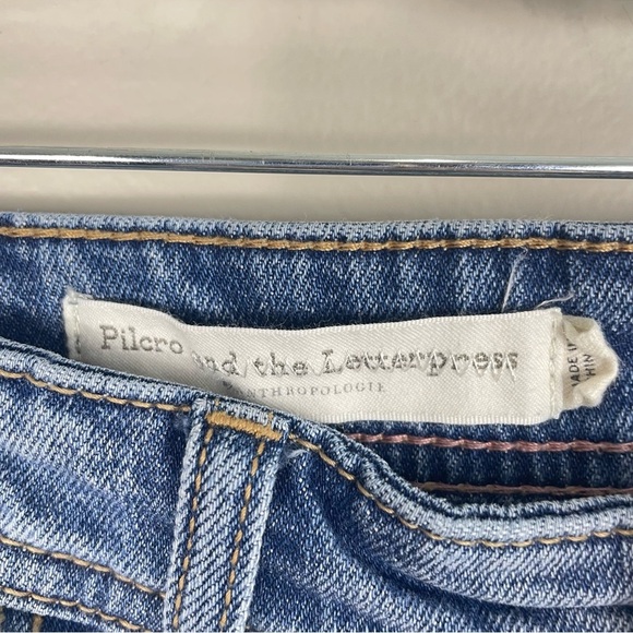 Pilcro and the Letterpress Slim Boyfriend Jeans Womens 25 Side Stripe Distressed - Picture 4 of 7